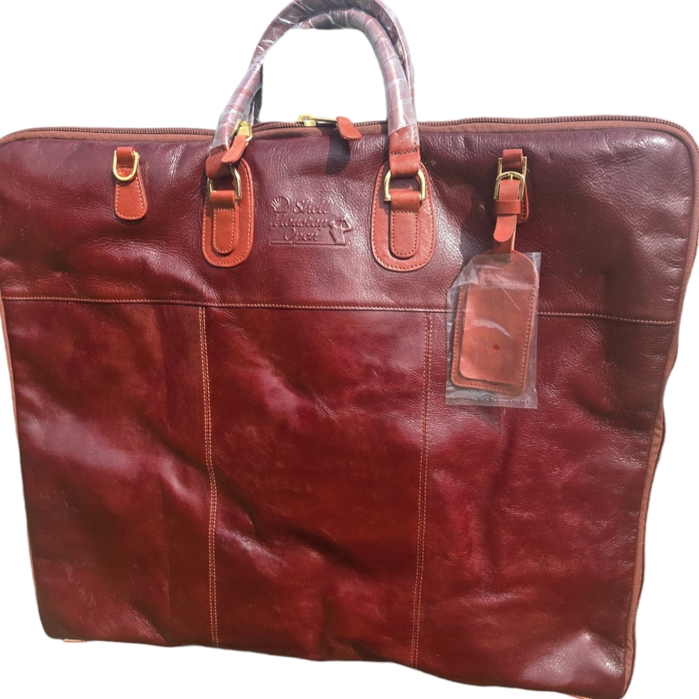 Palm West Brown Leather Garment Bag Carry On Suit Travel Shell Houston Open Golf